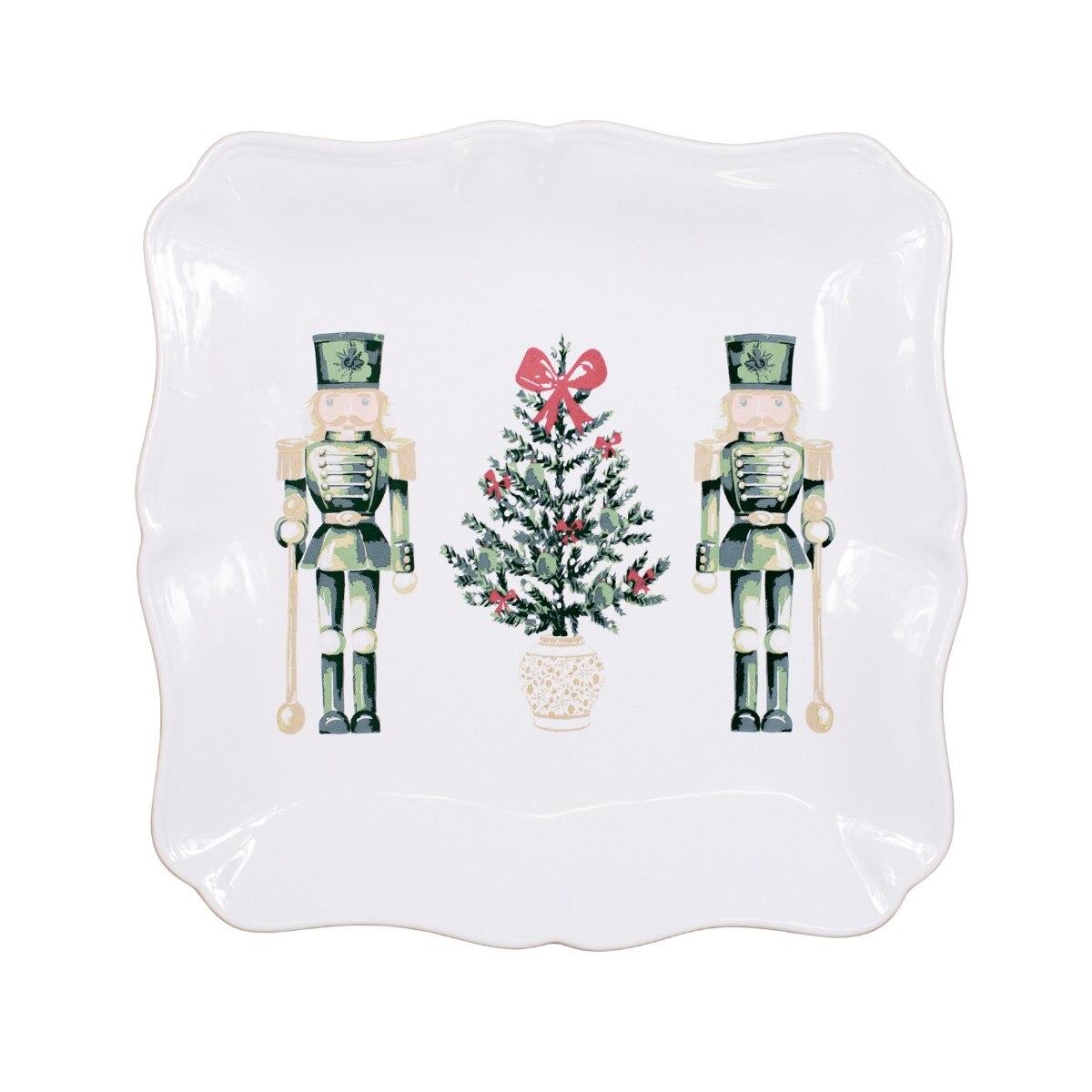 Watercolor Nutcracker Square Platter White/Multi 11.5x11.5