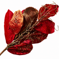 39" Burgundy Beaded Magnolia Leaf Spray