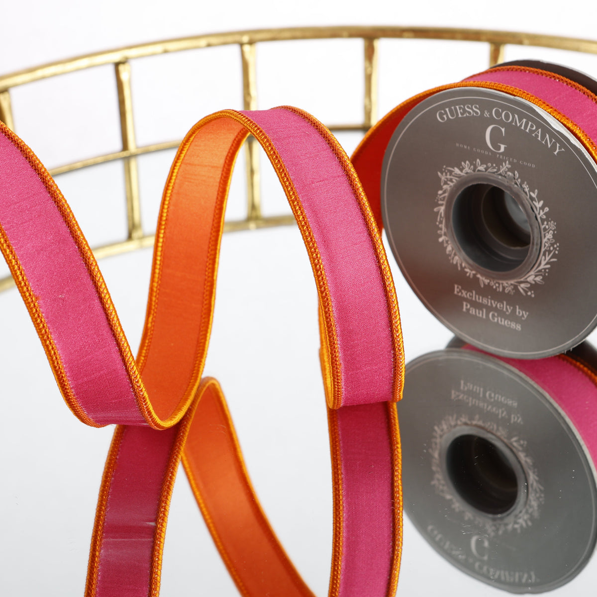 1" X 5 YD DIGITAL PRINT ON DUPION WITH ORANGE DUPION BACK ORANGE EDGE RIBBON
