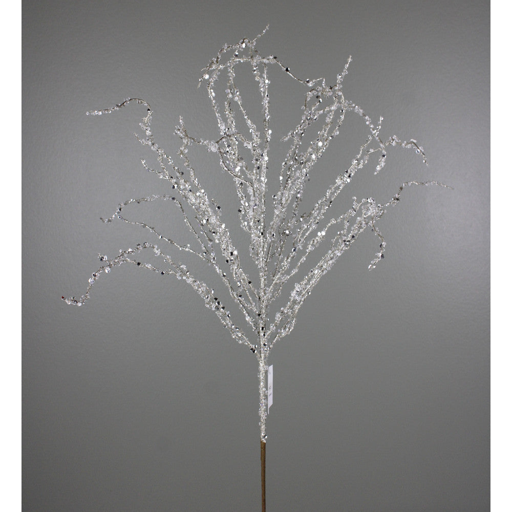 34IN Glitter Twig Branch, Platinum
