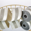 4"X 5 YD TRIM ON WHITE PLUSH VELVET WITH LIGHT GOLD METALLIC DUPION BACK
