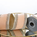 4" X 5 YD TRIM ON PEACH PLUSH VELVET WITH LT GOLD DUPION BACK RIBBON