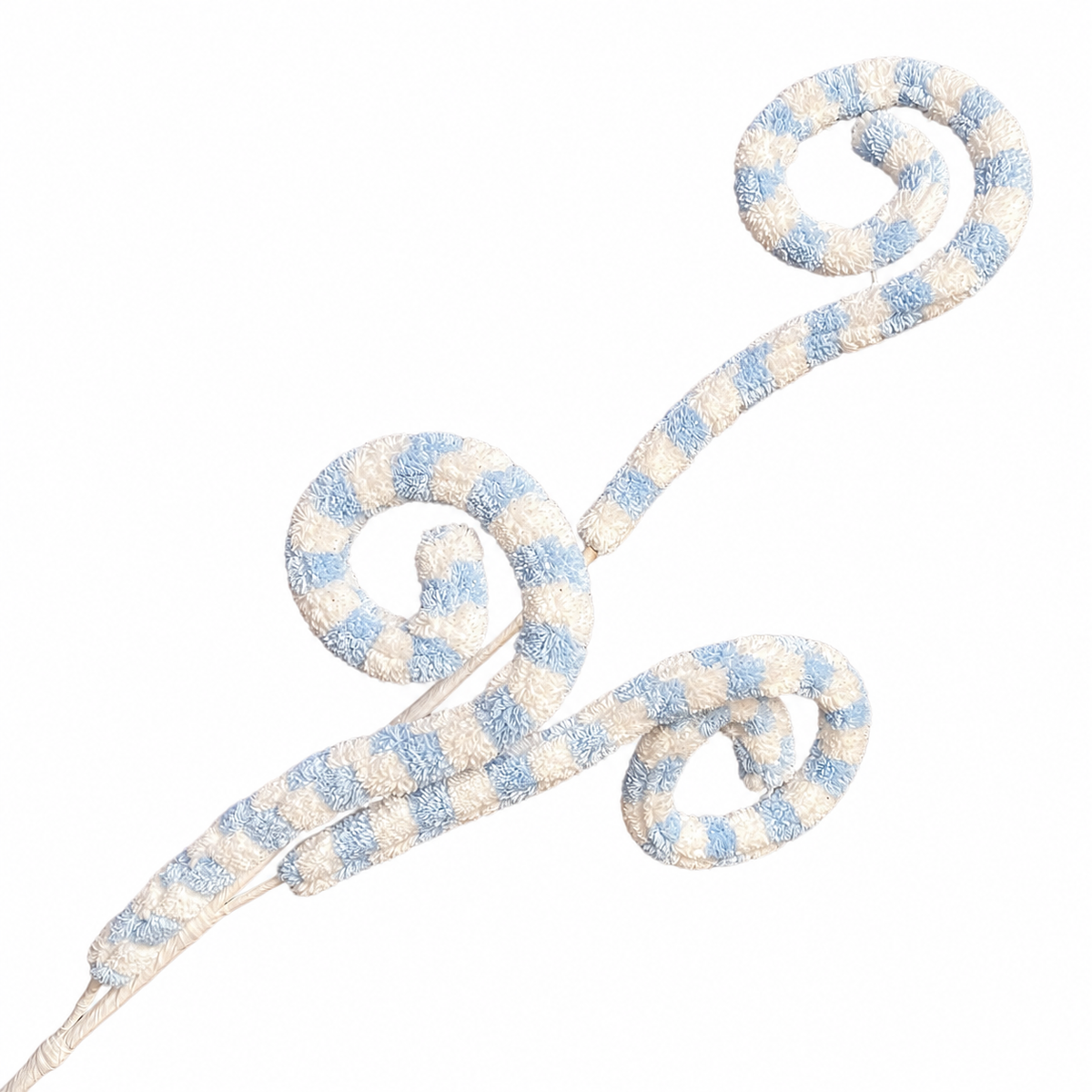 33" Soft Blue/White Spiral Stem