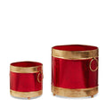 7.5" D X7.5" H Red and Gold Metal Container (LARGE ONLY)