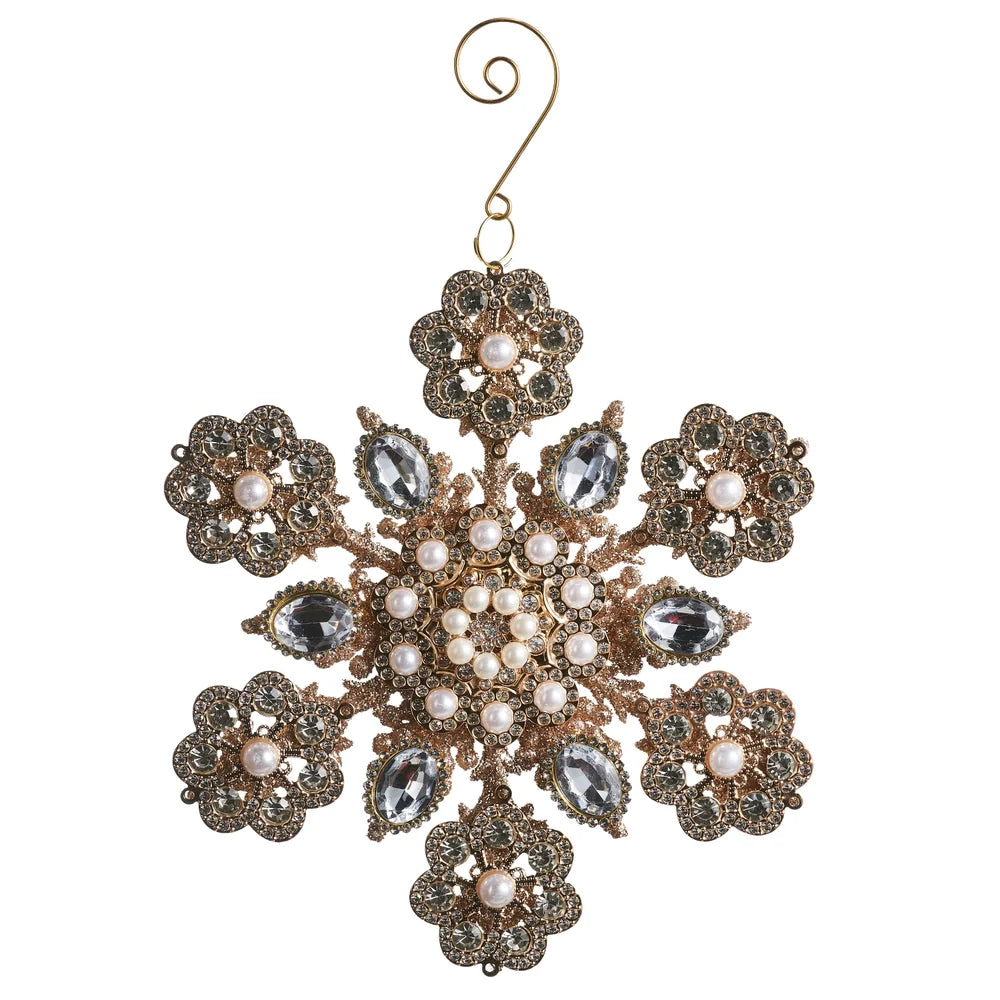 9" Pearl and Jewel Snowflake Ornament