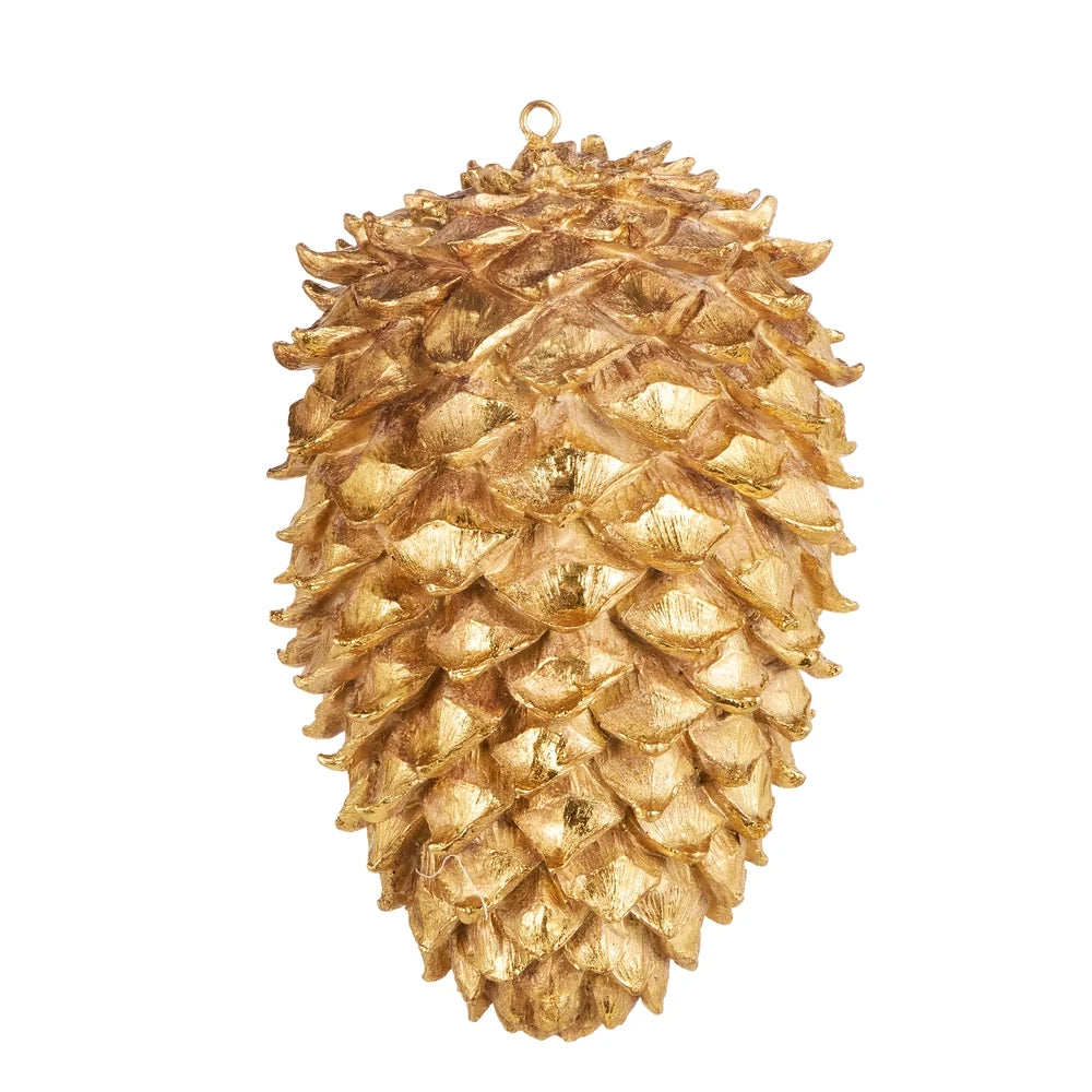 10" Gold Glittered Pinecone Ornament