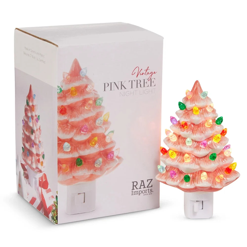 6" Boxed Vintage Pink Tree Night Light