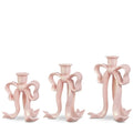 8" Pink Pearlescent Bow Candlesticks (MEDIUM ONLY)