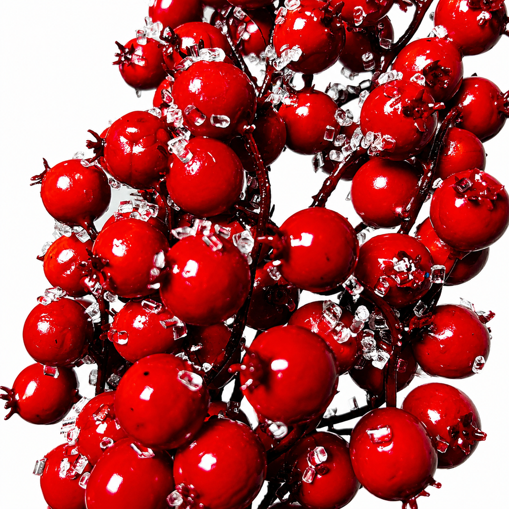 30" Iced Red Berry Spray