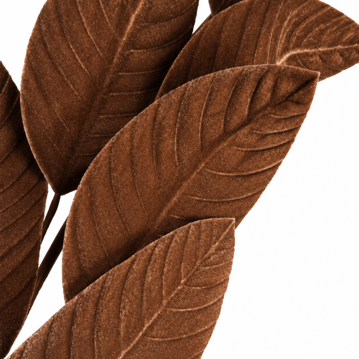 31" Mocha Brown Velvet Leaf Spray
