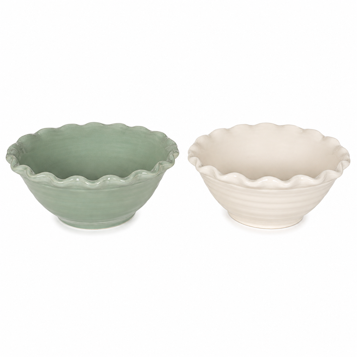 10" Round x 4"H Stoneware Bowl w Scalloped Edge WHITE ONLY