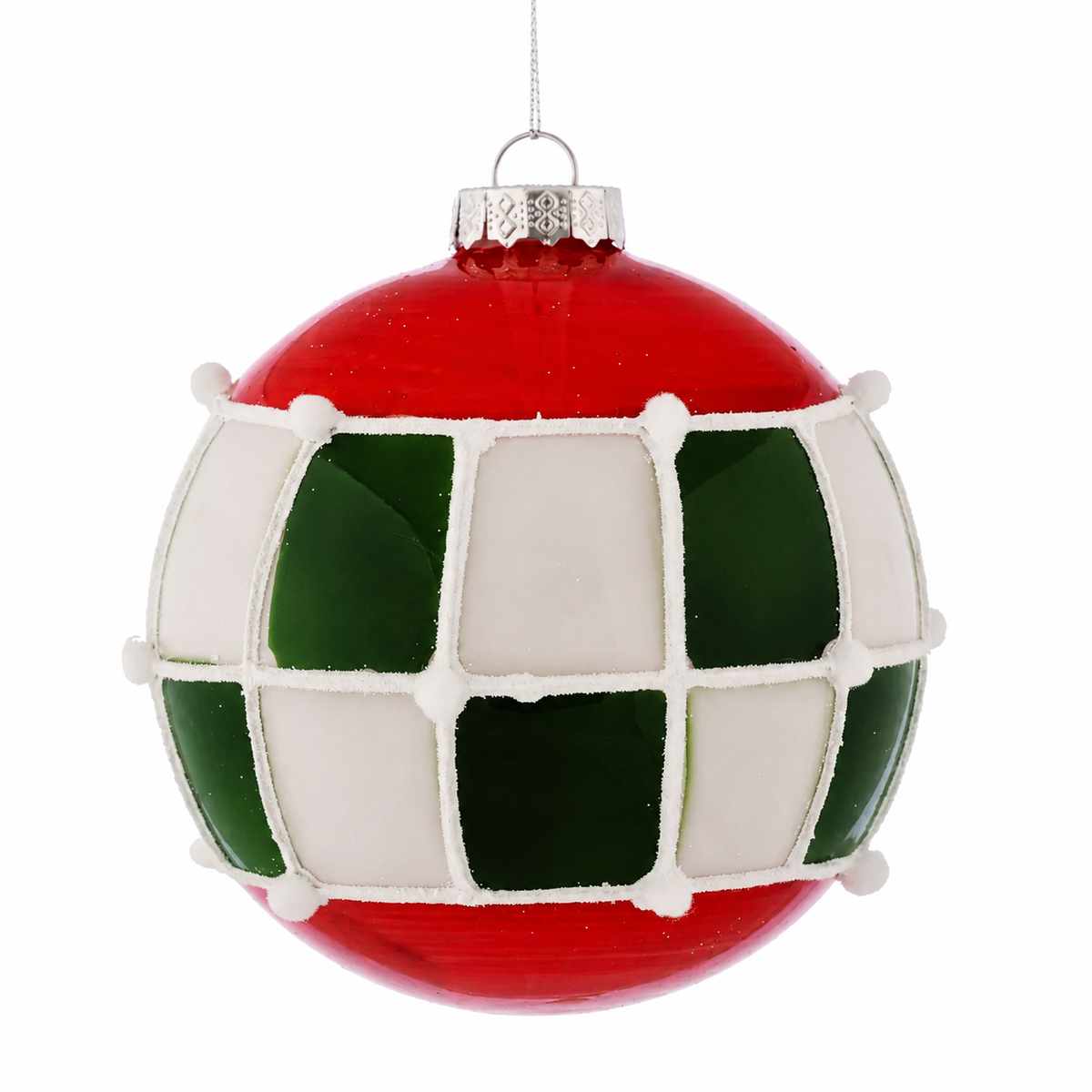 D 5" GLASS BALL GREEN Check ORN