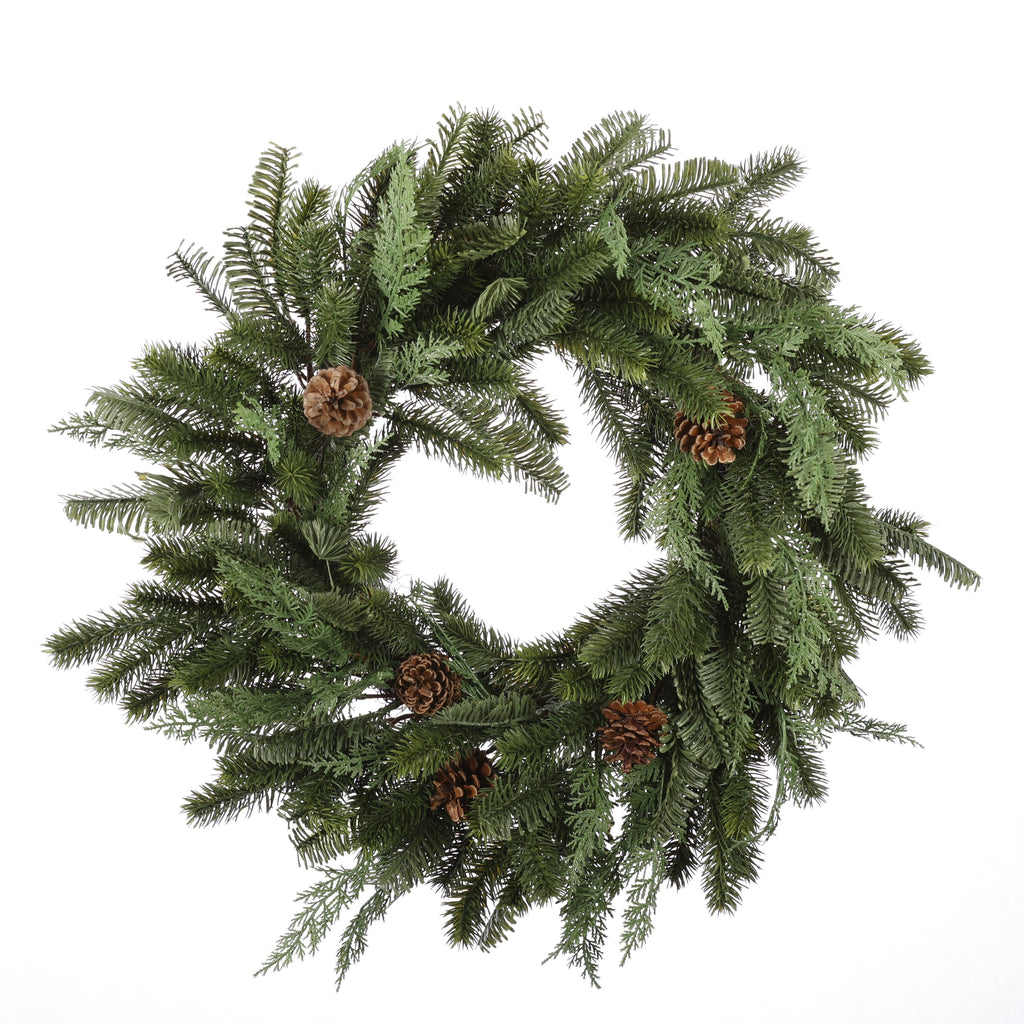27" REAL TOUCH WREATH WITH ABIES NOBILIS & PINECONE